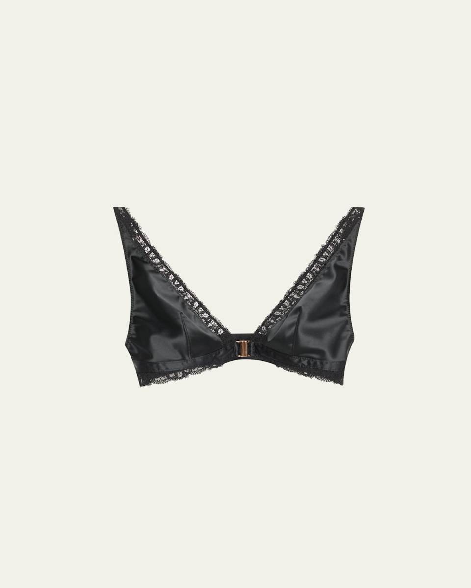 Symphonie Embroidered-Trim Satin Bralett